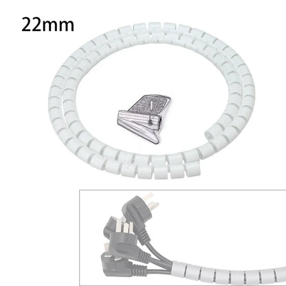 Protetor de capa de cabo, 2m, 8/10/16/22mm, organizador de mesa, cabo de computador, tubo de mordida, clipe, ferramentas de gerenciamento, enrolador espiral