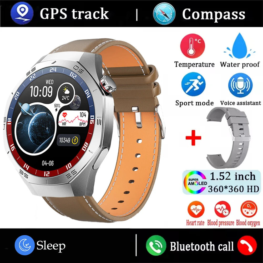 2025new para android e ios relógio inteligente masculino tela amoled gps trajetória de movimento freqüência cardíaca bluetooth chamadas smartwatch à prova dwaterproof água