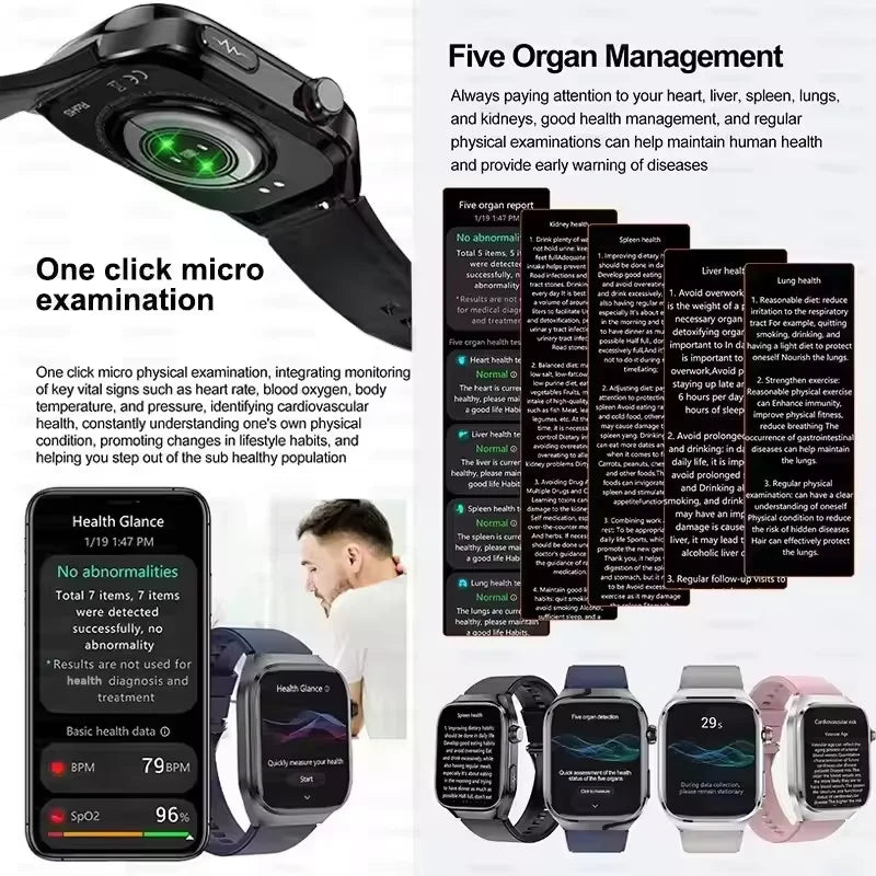 2025new micro exame físico relógio inteligente para homens ácido úrico gordura corporal cinco órgãos relógios de saúde bluetooth chamada smartbracelet