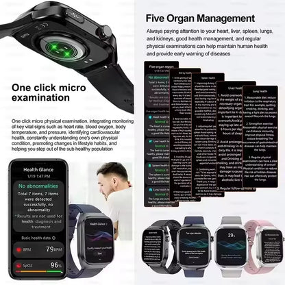 2025new micro exame físico relógio inteligente para homens ácido úrico gordura corporal cinco órgãos relógios de saúde bluetooth chamada smartbracelet
