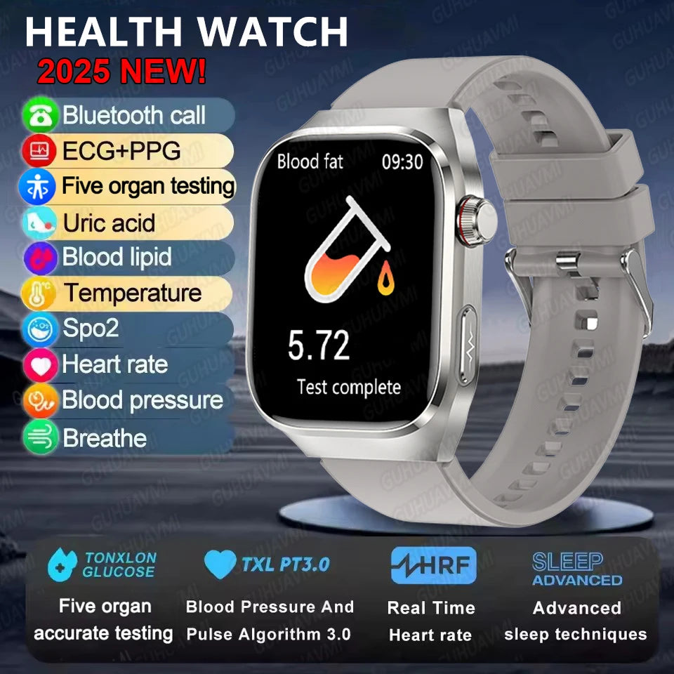 2025new micro exame físico relógio inteligente para homens ácido úrico gordura corporal cinco órgãos relógios de saúde bluetooth chamada smartbracelet