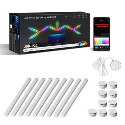 Luz de emenda diy atmosfera luz rgb inteligente luz de parede lâmpada controle voz para sala esports quarto barra decoração luz da noite