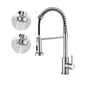 Torneira de cozinha cromada pull down, pia de cozinha, guindaste, bico giratório duplo, torneira misturadora de água quente e fria, instalação de deck