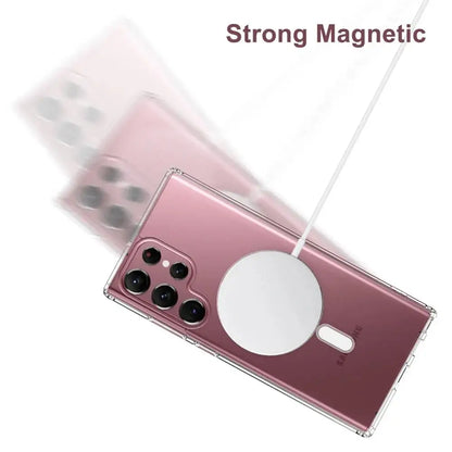 Moda clara magnética magsafe caso de carga sem fio para samsung galaxy s25 s24 s23 s22 s21 s20 plus fe ultra casos anti-queda
