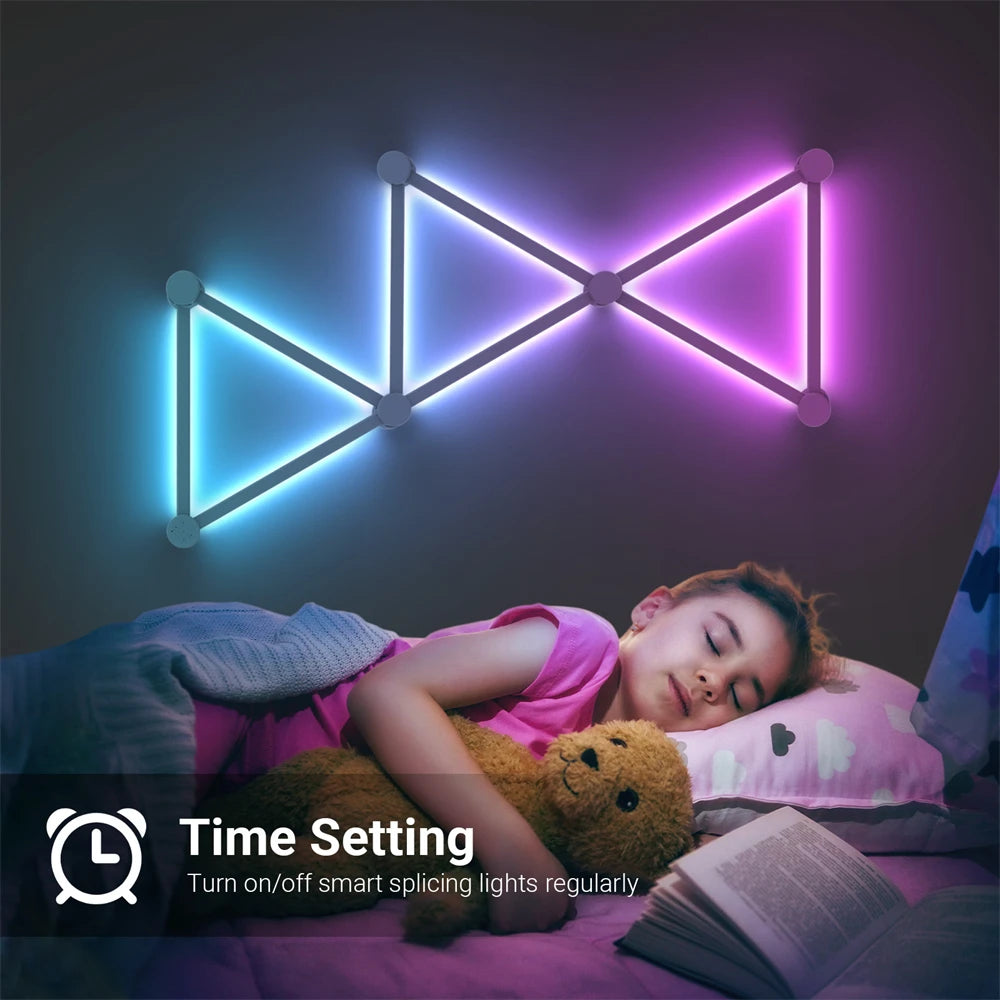 Luz de emenda diy atmosfera luz rgb inteligente luz de parede lâmpada controle voz para sala esports quarto barra decoração luz da noite