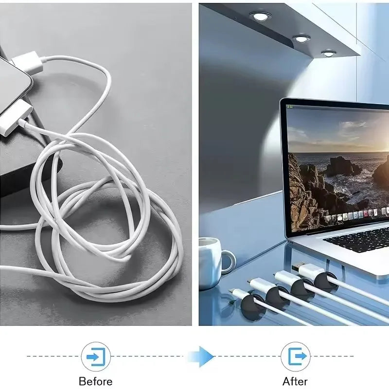 5/50 pçs mini cabo dobadoura organizador clipes de cabo de carregamento usb mesa arrumado organizador fio cabo titular protetores em casa escritório carro