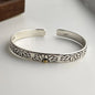 100% sólido 925 prata esterlina retro pulseira para mulheres homens vintage artesanal flor patern pulseira presente de aniversário