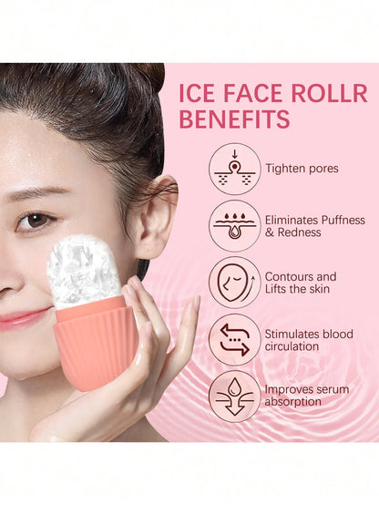 Massageador de rolo de gelo de silicone para rosto, olhos - cuidados naturais da pele, resfriamento e eliminação de bolsas para os olhos, reutilizáveis e calmante