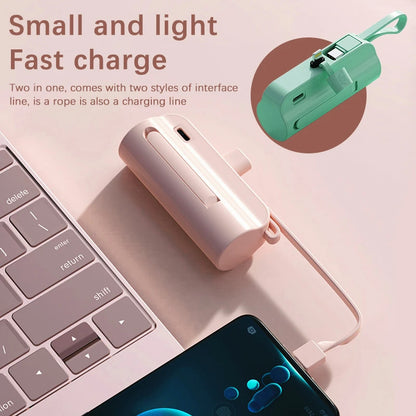 Power Bank 10000mAh Leve com Cabo Embutido Carregador Portátil para Celular Emergência Diária