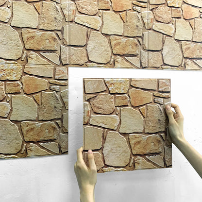 Painéis de parede de pedra falsa 3D, Peel and Stick Tile, Adesivo decorativo de parede, Auto-adesivo, 1 pc, 10pcs