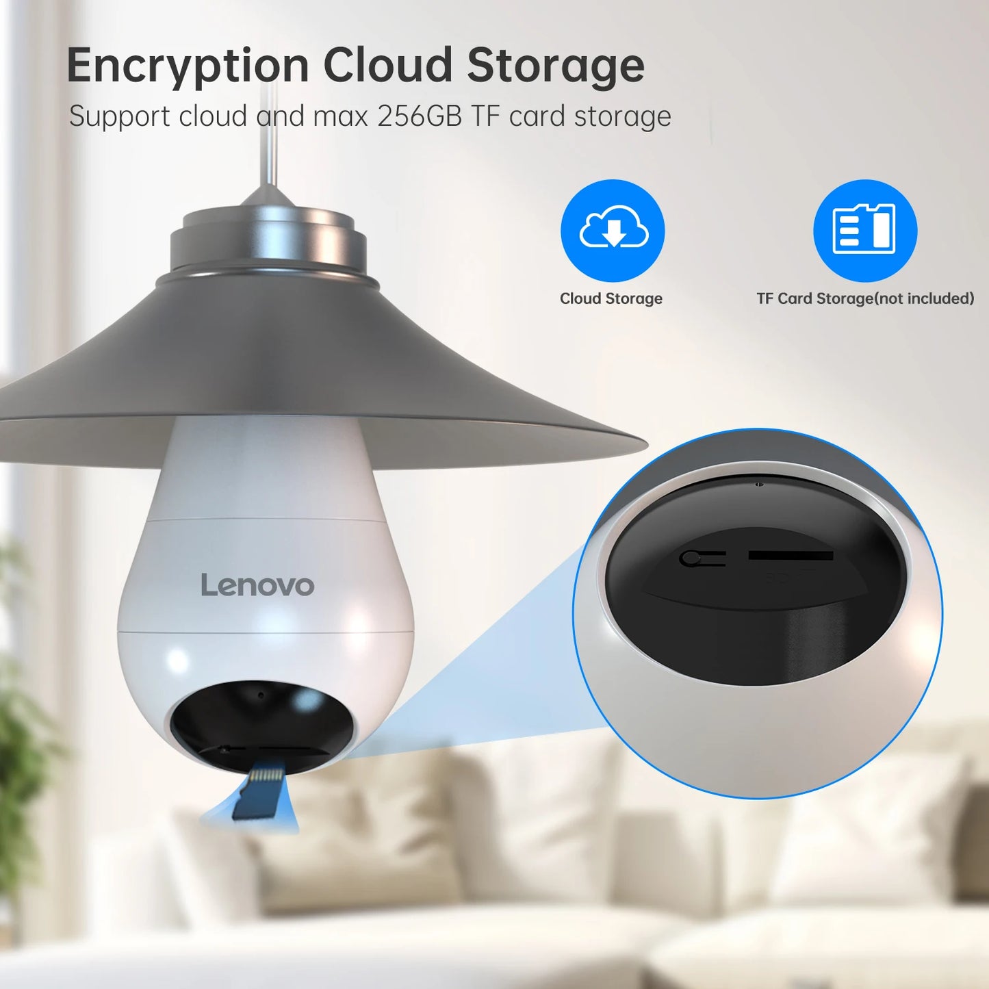 Lenovo 3mp e27 lâmpada ip wifi câmera de vigilância de vídeo interna cor noite ai rastreamento casa inteligente monitor do bebê câmera cctv