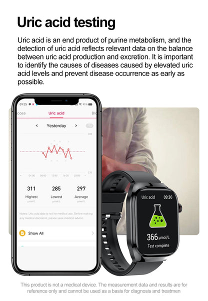 2025new micro exame físico relógio inteligente para homens ácido úrico gordura corporal cinco órgãos relógios de saúde bluetooth chamada smartbracelet