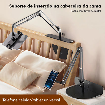 Suporte de Braço Metálico Articulado para Cabeceira - Ajuste 360°, Compatível com Celular e Tablet, Fácil Instalação, Coibeu