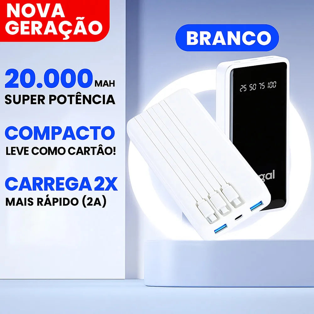 Power Bank 20000mAh com Lanterna Portátil Design Favos de Mel Bateria Externa Alta