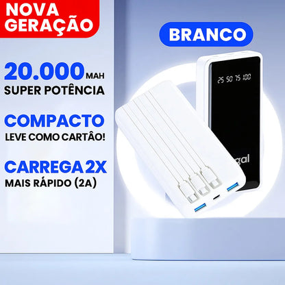 Power Bank 20000mAh com Lanterna Portátil Design Favos de Mel Bateria Externa Alta