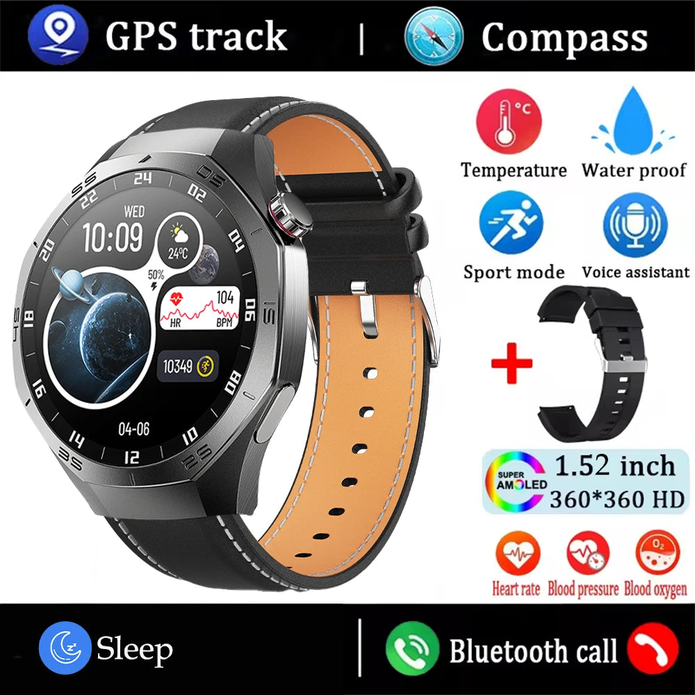 2025new para android e ios relógio inteligente masculino tela amoled gps trajetória de movimento freqüência cardíaca bluetooth chamadas smartwatch à prova dwaterproof água