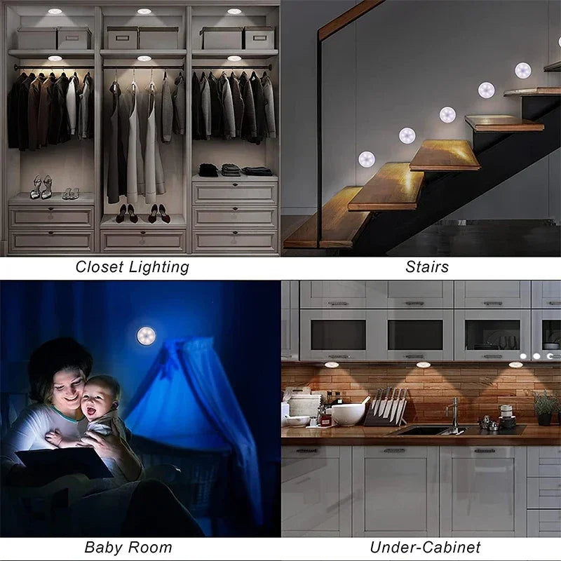 2 ~ 6 pacote sensor de movimento led night light usb recarregável 3 cores noite lâmpada armário guarda-roupa escada sem fio luz do armário