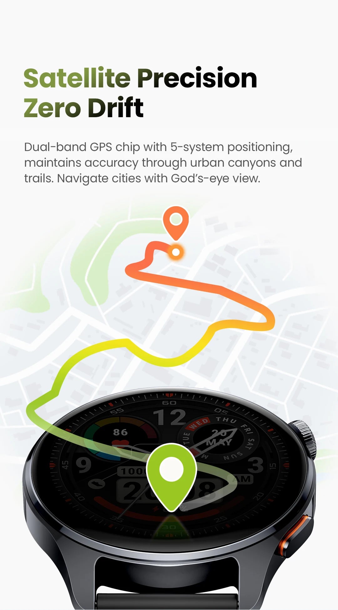 Relógio HAYLOU 4S GPS Smartwatch com Tela HD AMOLED de 1.43”, Posicionamento GPS por 5 Satélites, 120+ Modos de Treino, Relógio Inteligente para Fitness