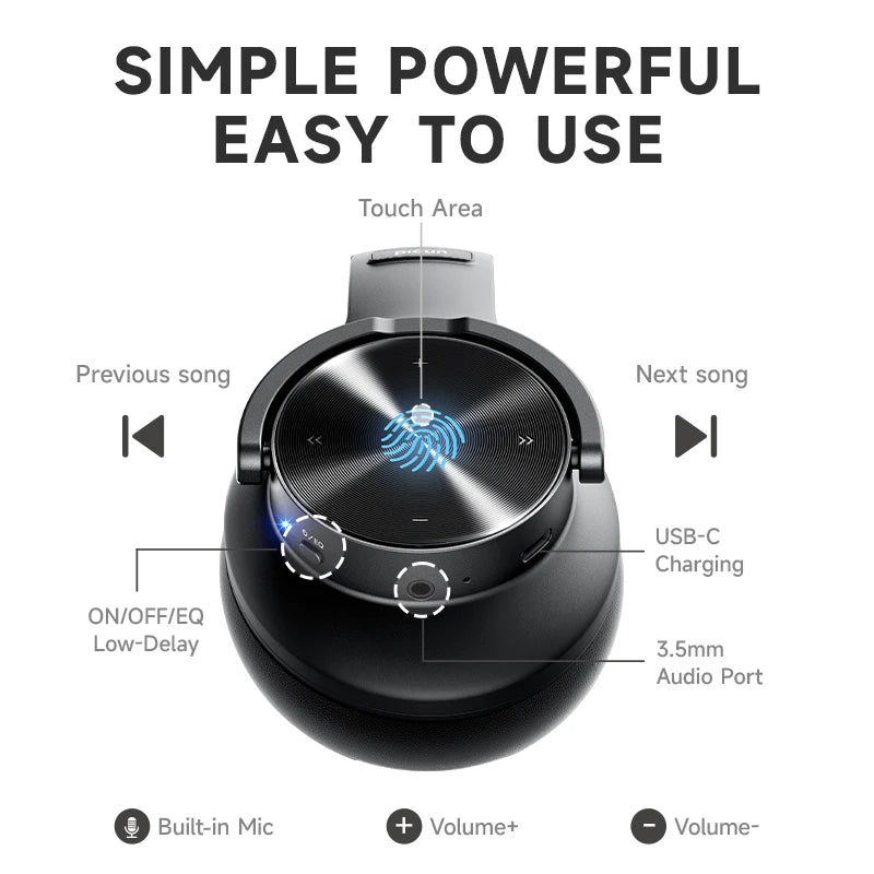 Picun b8 fones de ouvido bluetooth 120h playtime fone de ouvido sem fio bluetooth 3eq modo baixa latência chamadas mãos-livres sobre fones de ouvido