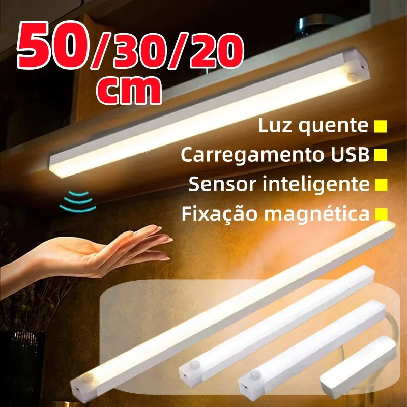 50/30/20cm Luz LED Sensor Inteligente Guarda Roupa Quarto Sem Fio Portátil Recarregável USB