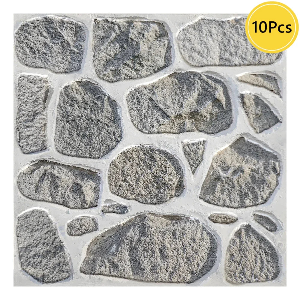 Painéis de parede de pedra falsa 3D, Peel and Stick Tile, Adesivo decorativo de parede, Auto-adesivo, 1 pc, 10pcs