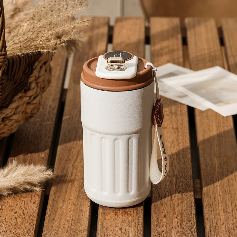 Copo de café com display digital inteligente de temperatura LED Garrafa térmica de aço inoxidável mantém frio e calor caneca térmica copo esportivo