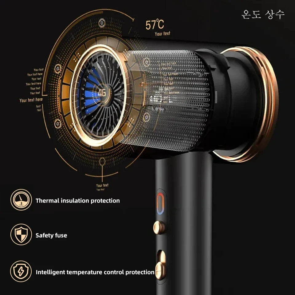 F33 secador de cabelo turbina elétrica de alta velocidade fluxo de ar baixo ruído temperatura constante e secagem rápida adequado para salões domésticos
