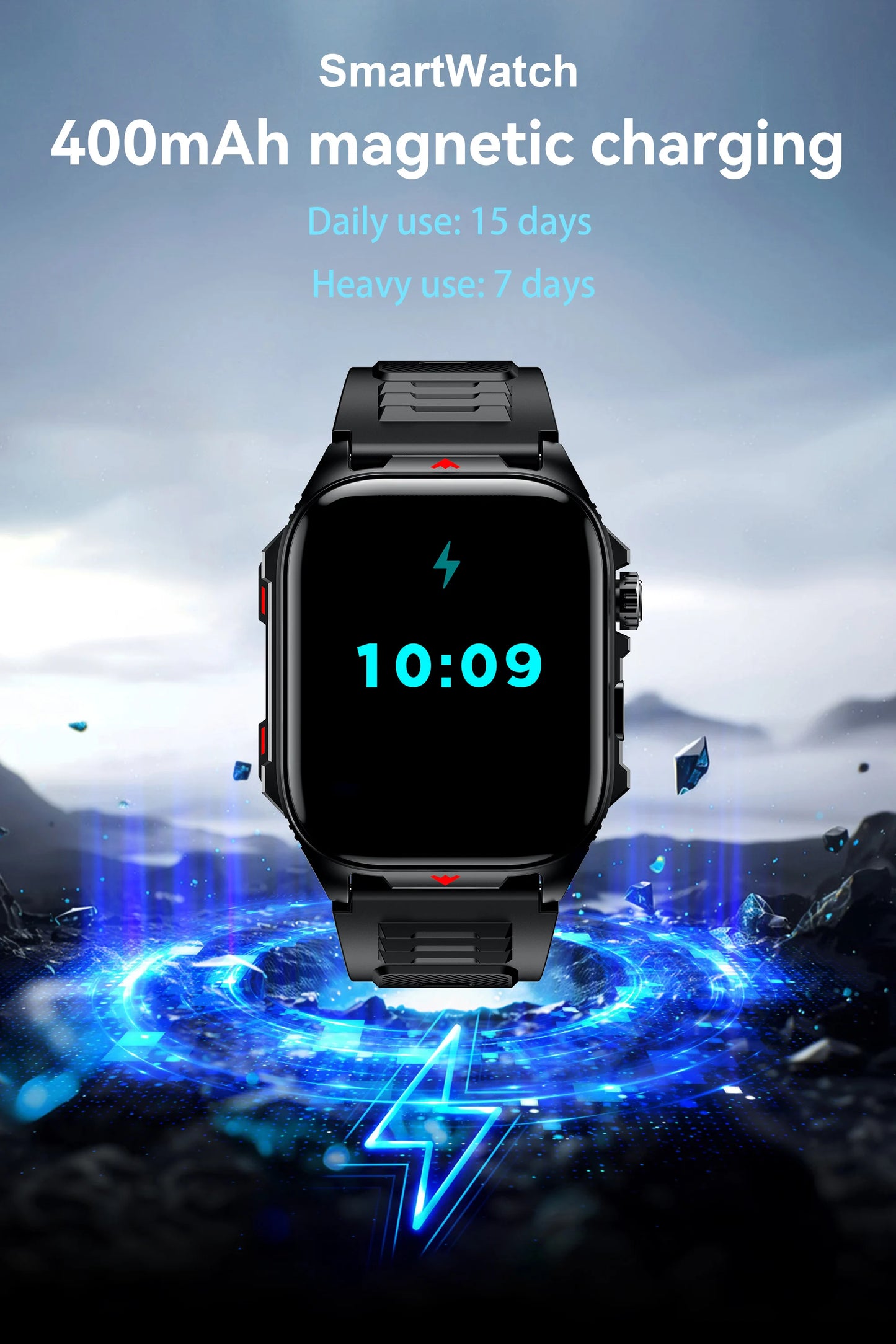 Relógio Inteligente Eletrônico com Chamada BT, Monitor de Frequência Cardíaca, Smartwatch, Rastreador de Fitness, Relógios Esportivos à Prova d'Água para Homens e Mulheres Android 2026