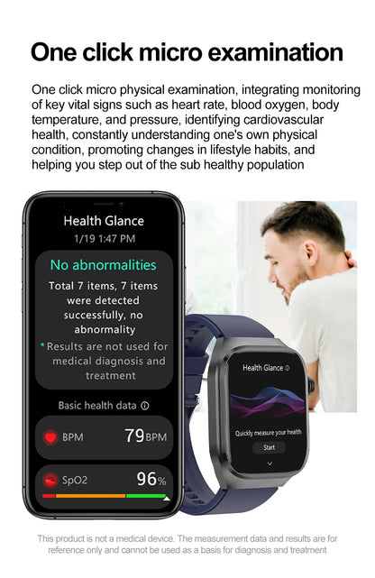 2025new micro exame físico relógio inteligente para homens ácido úrico gordura corporal cinco órgãos relógios de saúde bluetooth chamada smartbracelet