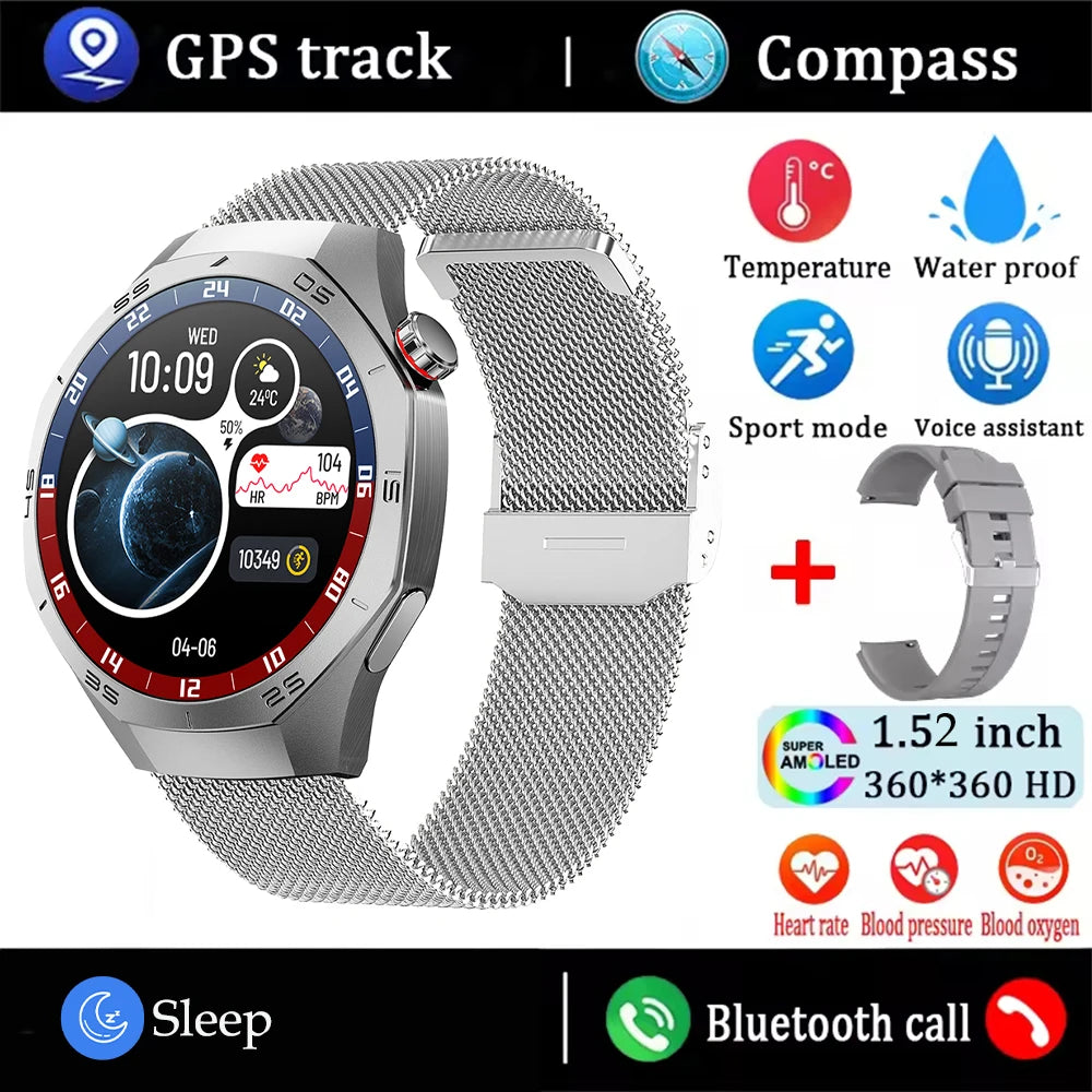 2025new para android e ios relógio inteligente masculino tela amoled gps trajetória de movimento freqüência cardíaca bluetooth chamadas smartwatch à prova dwaterproof água