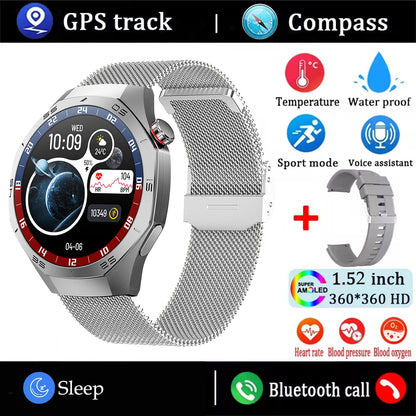 2025new para android e ios relógio inteligente masculino tela amoled gps trajetória de movimento freqüência cardíaca bluetooth chamadas smartwatch à prova dwaterproof água