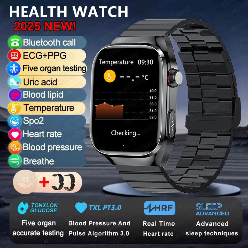 2025new micro exame físico relógio inteligente para homens ácido úrico gordura corporal cinco órgãos relógios de saúde bluetooth chamada smartbracelet