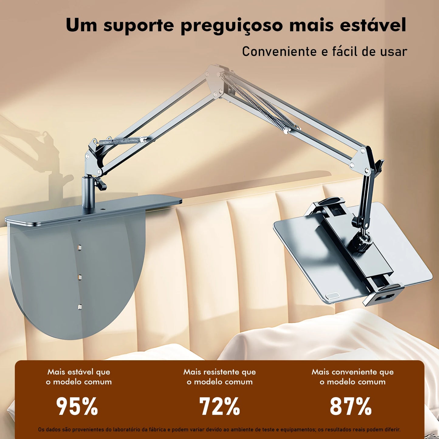 Suporte de Braço Metálico Articulado para Cabeceira - Ajuste 360°, Compatível com Celular e Tablet, Fácil Instalação, Coibeu