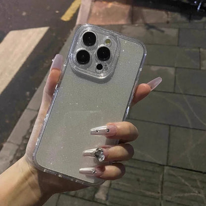 Capa de telefone transparente com glitter macio, para iphone 11 12 13 14 15 16 17 pro max plus air, à prova de choque, silicone transparente
