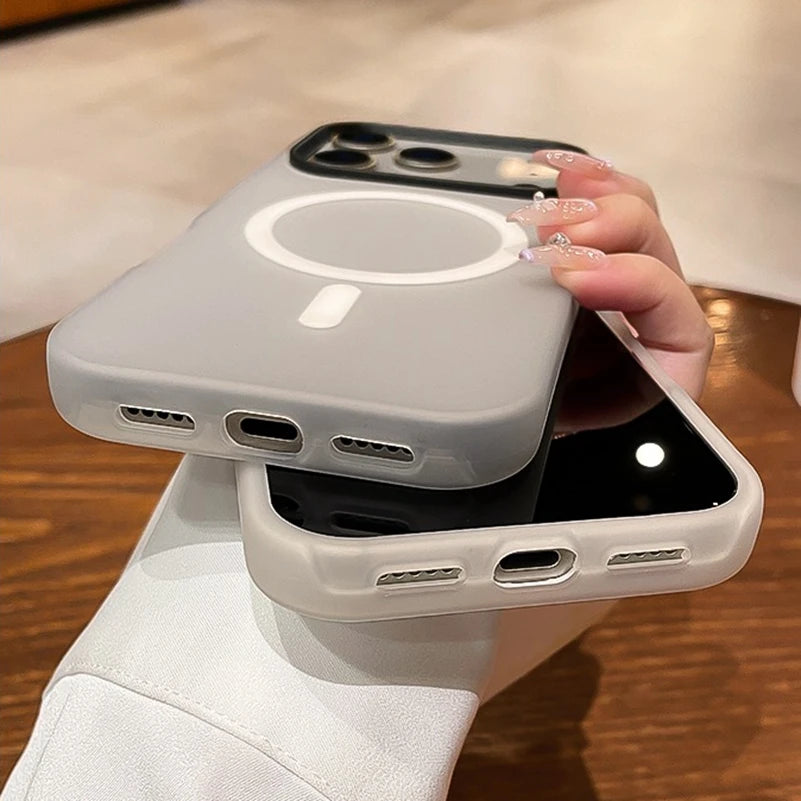 Luxo 2 em 1 magnético à prova de choque para iphone 17 pro max ar 16 15 14 plus 13 12 11 silicone líquido
