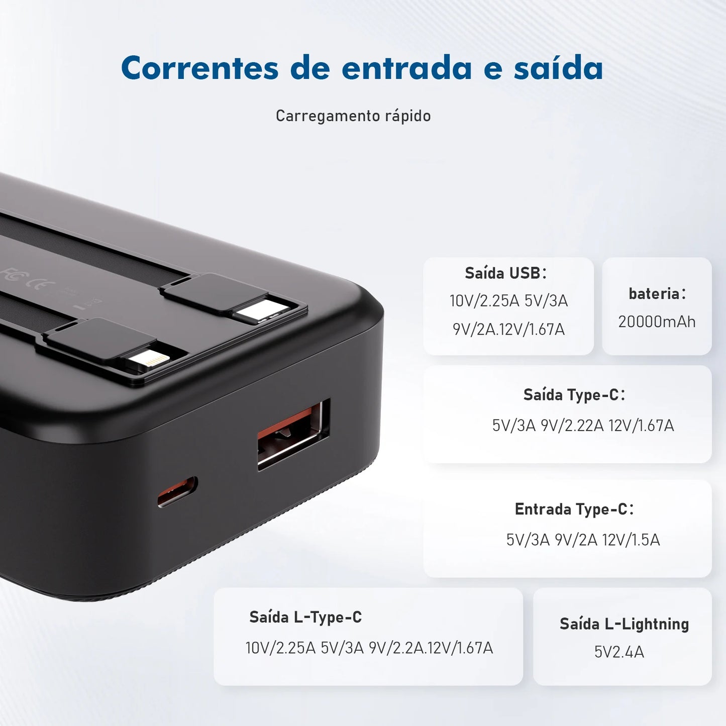 Powerbank， Powerbank 10000mah， Powerbak， Power Bank Portátil， Bateria Portátil， Pilhas Recarregáveis， Coibeu, 23W