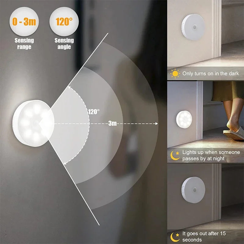 2 ~ 6 pacote sensor de movimento led night light usb recarregável 3 cores noite lâmpada armário guarda-roupa escada sem fio luz do armário