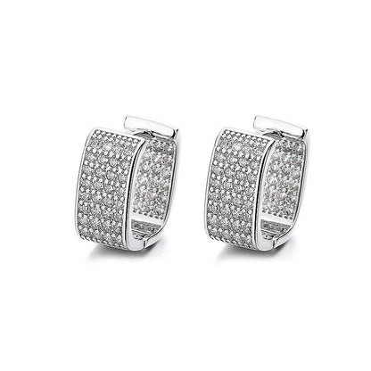 Brincos de argola quadrados de aço inoxidável, cor dourada e prateada para mulheres, luxo brilhante, zircônia cz, brincos geométricos, joias de casamento