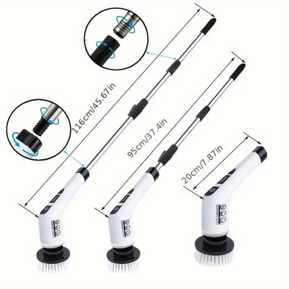1 Conjunto, Escova de Limpeza Elétrica, Escova Rotativa Elétrica Sem Fio, 7 Cabeças de Escova e Cabo Extensível Ajustável, Escova de Limpeza para Banheiro, Ferramentas de Limpeza Doméstica