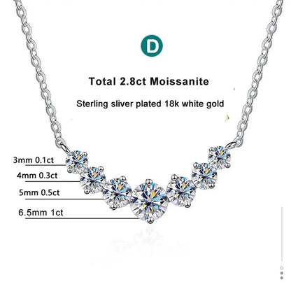 Colar de moissanite para mulheres, joias finas de casamento com certificados, prata esterlina 925 banhada a ouro branco 18k