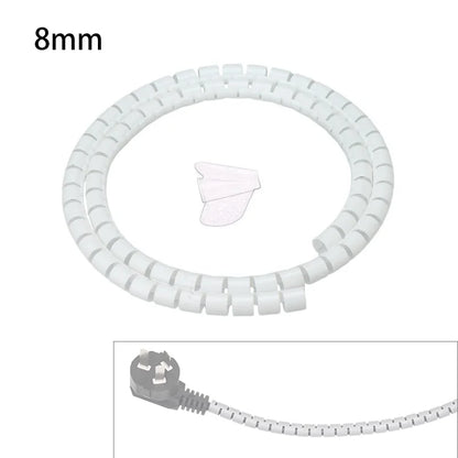 Protetor de capa de cabo, 2m, 8/10/16/22mm, organizador de mesa, cabo de computador, tubo de mordida, clipe, ferramentas de gerenciamento, enrolador espiral