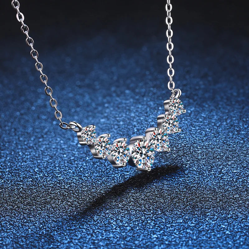 Colar de moissanite para mulheres, joias finas de casamento com certificados, prata esterlina 925 banhada a ouro branco 18k