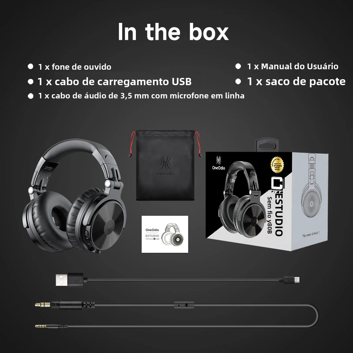 Oneodio pro-c fones de ouvido sem fio bluetooth com microfone 110hr