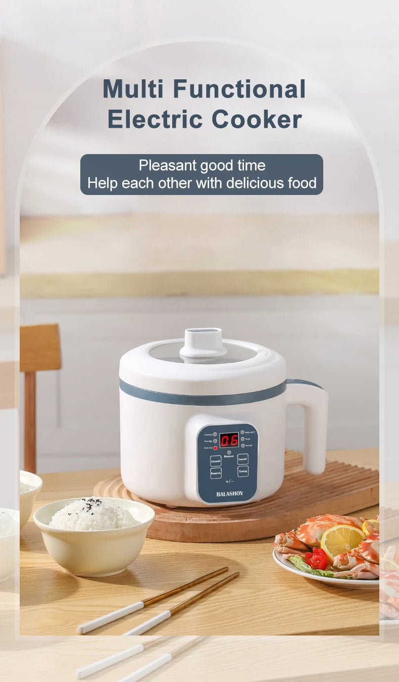 Panela elétrica de arroz 1,7l, camada dupla única, 220v, multifogão, antiaderente, mecânica inteligente, multicooker, panela de arroz no vapor para casa
