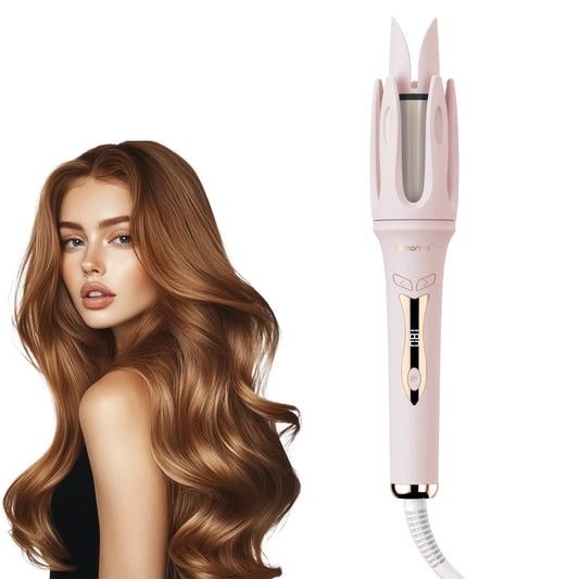 Modelador de Cabelo Automático Rosa 3 Temperaturas (160°C-200°C), Revestimento Cerâmico, Aquecimento Rápido, Cachos em Minutos