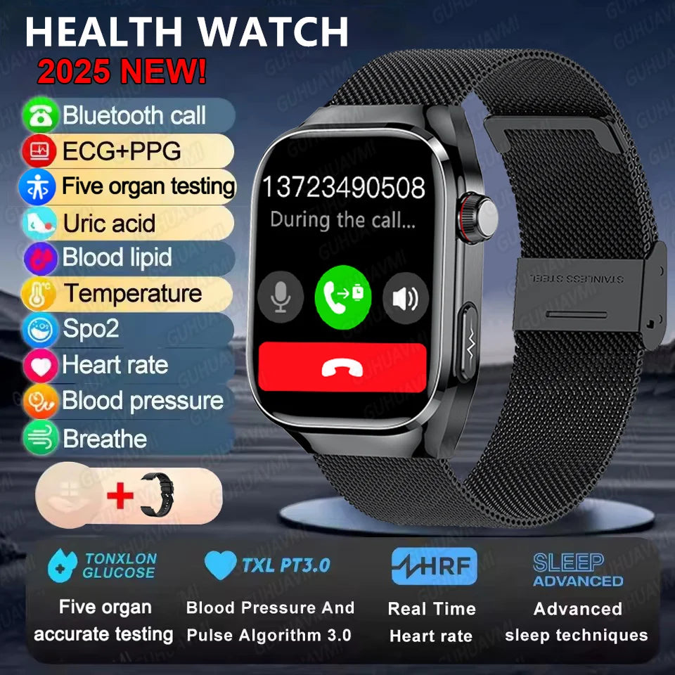 2025new micro exame físico relógio inteligente para homens ácido úrico gordura corporal cinco órgãos relógios de saúde bluetooth chamada smartbracelet