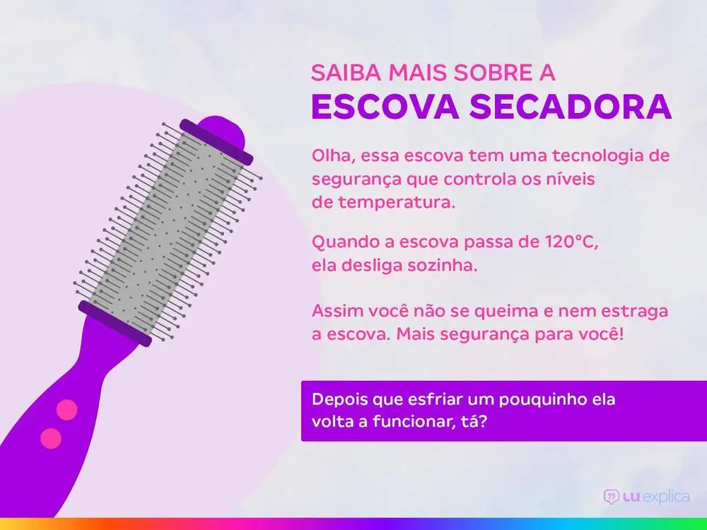 Escova Secadora Britânia 1300W Luz Infrared Cerâmica Íons Turmalina 2 Velocidades Soft BEC07R - Bivolt
