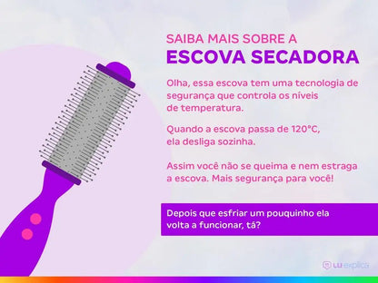 Escova Secadora Britânia 1300W Luz Infrared Cerâmica Íons Turmalina 2 Velocidades Soft BEC07R - Bivolt
