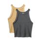 Regata feminina de tricô canelado，Top ajustado sem mangas com ombros à mostra，Roupas de verão，Cropped Canelado