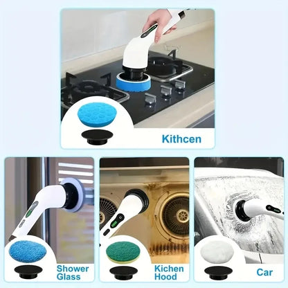 1 Conjunto, Escova de Limpeza Elétrica, Escova Rotativa Elétrica Sem Fio, 7 Cabeças de Escova e Cabo Extensível Ajustável, Escova de Limpeza para Banheiro, Ferramentas de Limpeza Doméstica